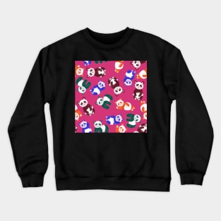 Happy-pandas-colorful-pink-cute-cuddly-animals Crewneck Sweatshirt